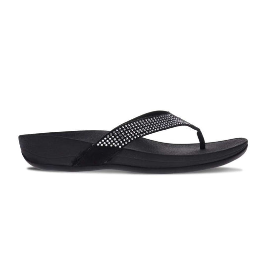 Allora Toe Post Sandal - Black Rhinestone
