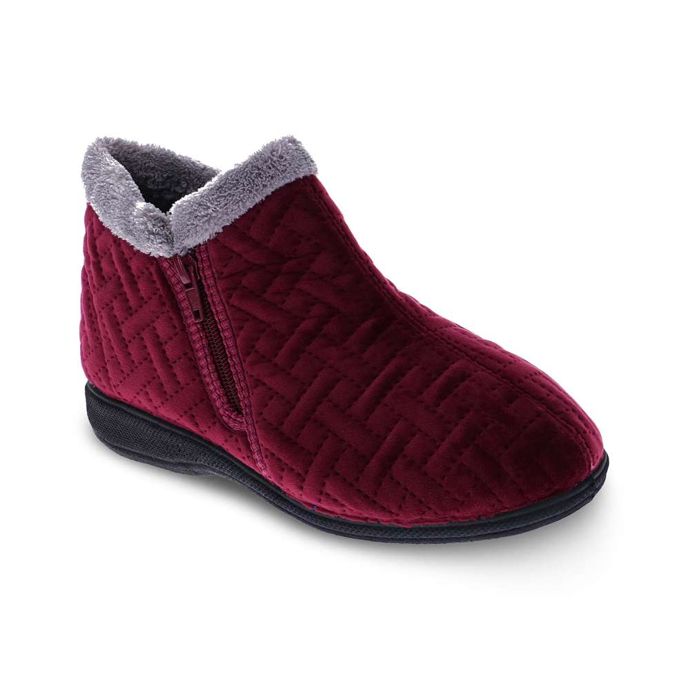 Dahlia Quilt Slipper - Wine