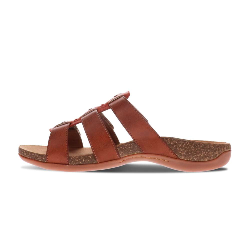 Andrea Slide Sandal - Tangerine/Tan