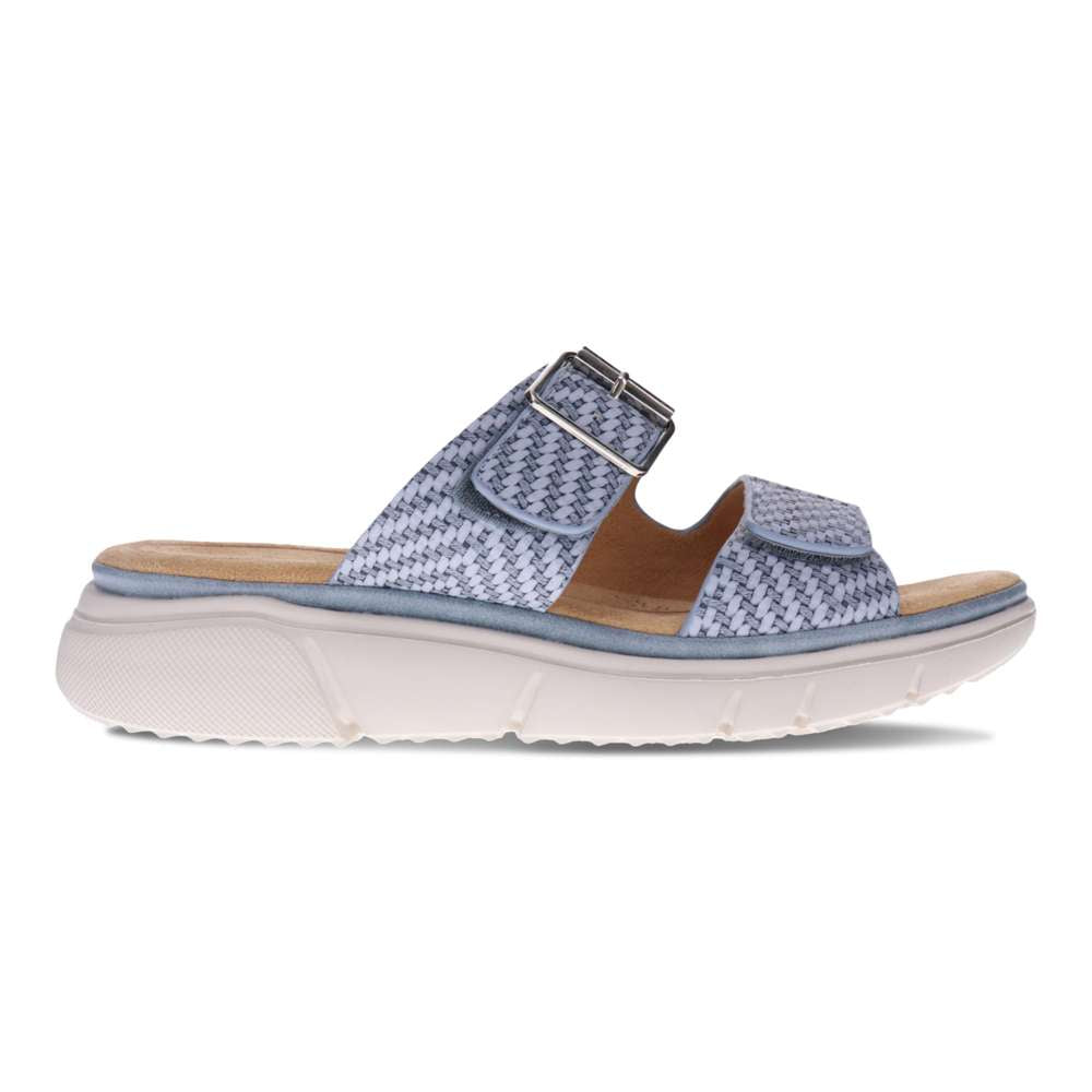 Rage Slide Sandal - Denim Raffia