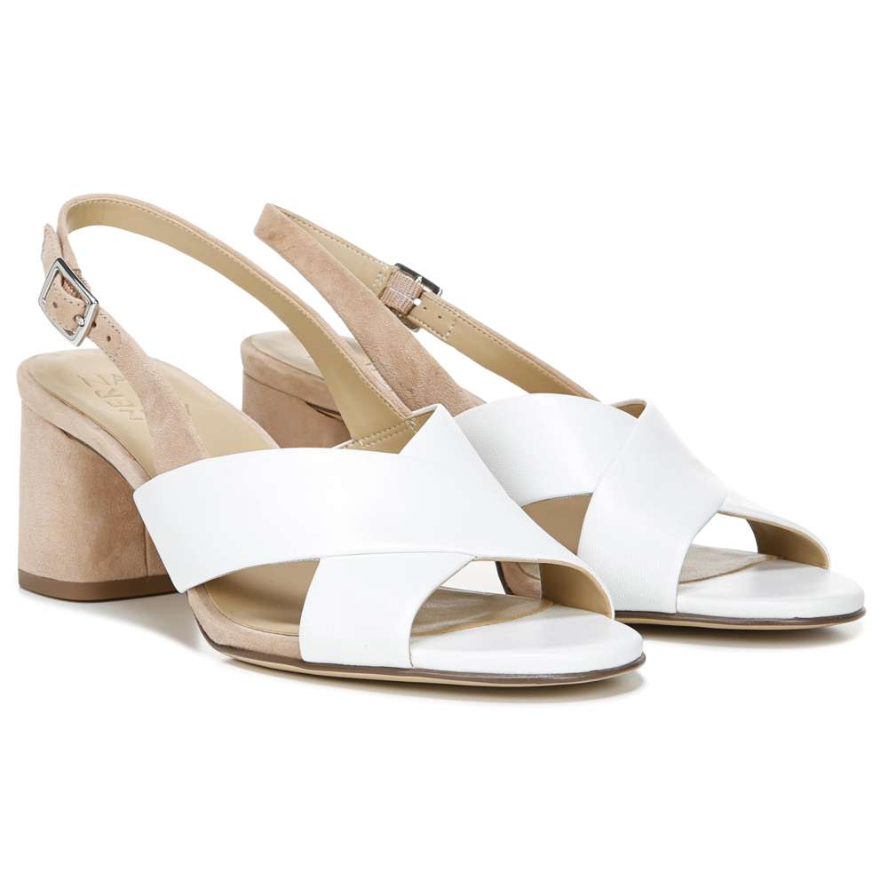 Azalea Block Heel - White/Nude