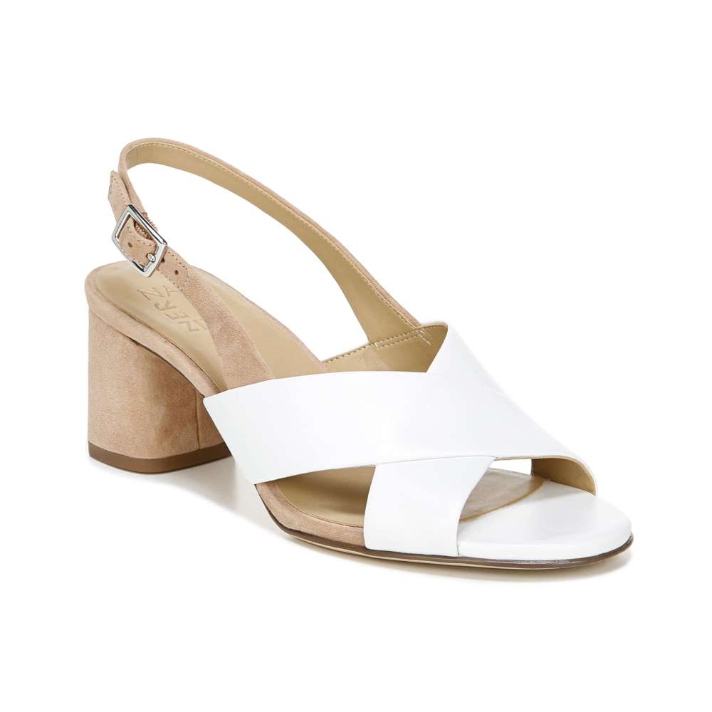 Azalea Block Heel - White/Nude