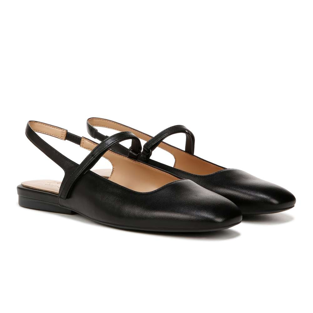 Connie Mary Jane Slingback Flat - Black Leather