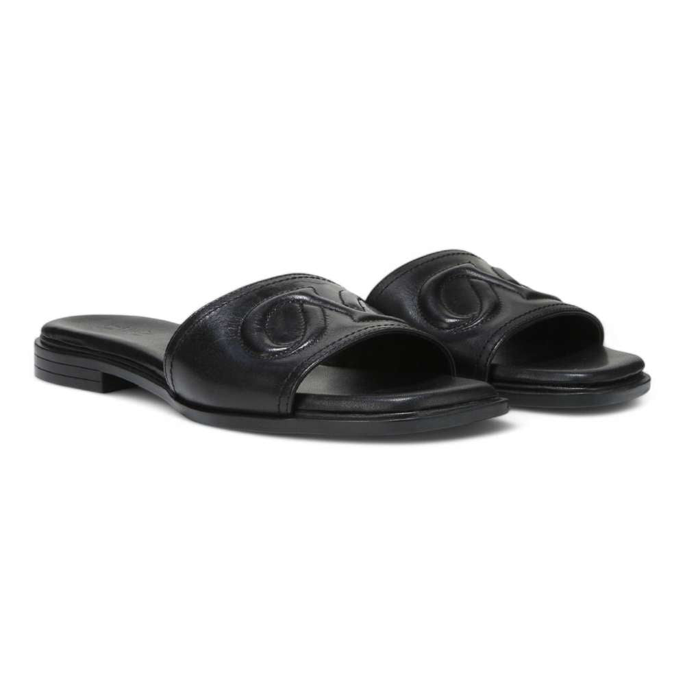 Genevieve Slide - Black Leather