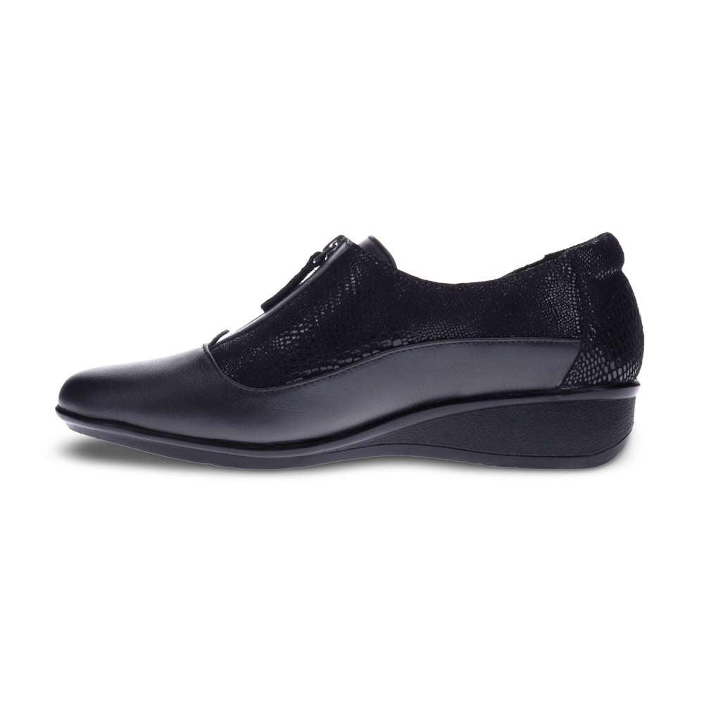 Tangier Zip Loafer - Black French/Lizard