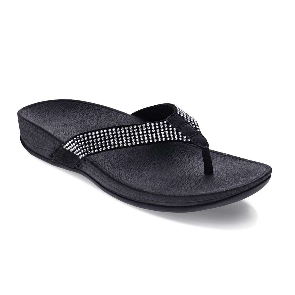 Allora Toe Post Sandal - Black Rhinestone