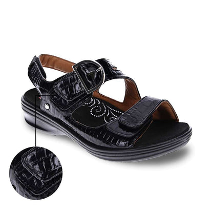 Barcelona Back Strap Sandal - Black Croc