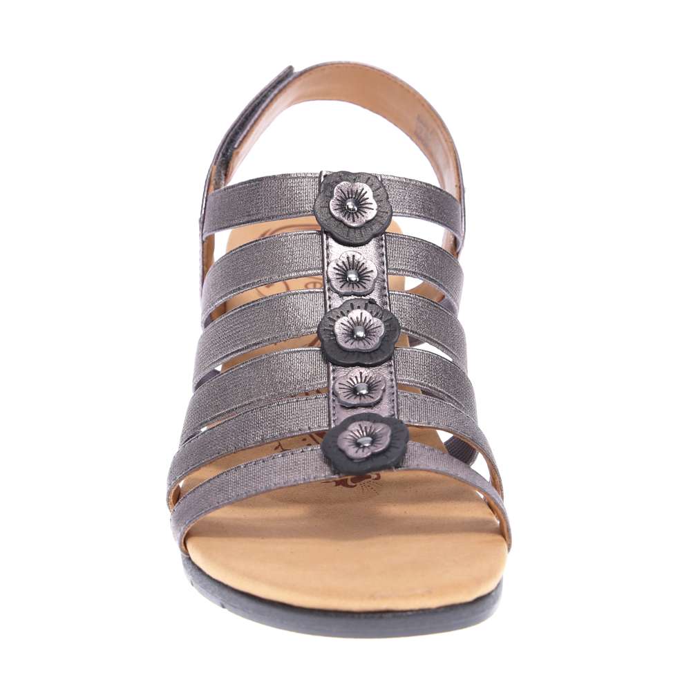 Bari Floral Wedge Sandal - Gunmetal