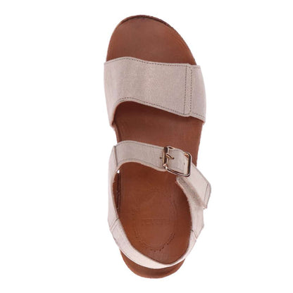 Georgia Back Strap Sandal - Gold Linen