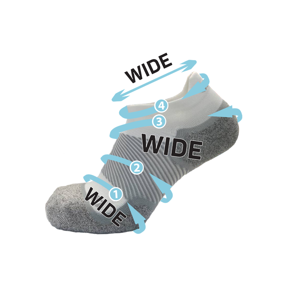 Wide No Show Wellness Performance Sock (WP4+) - Black