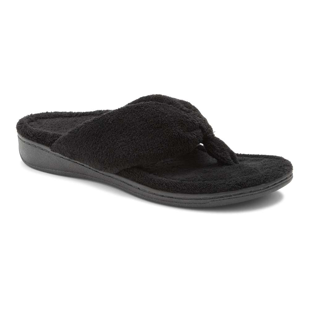 Gracie Toe Post Slipper - Black