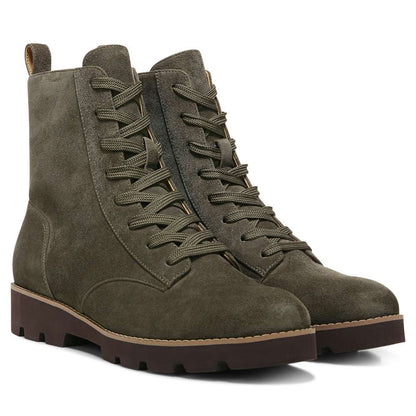 Lani Lace-Up Boot - Olive Suede