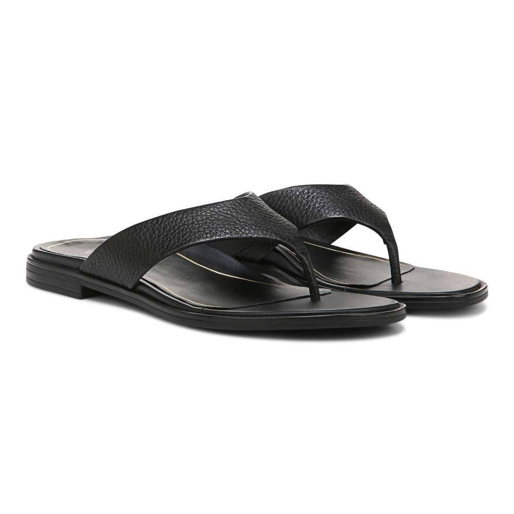 Agave Toe Post Sandal - Black Leather