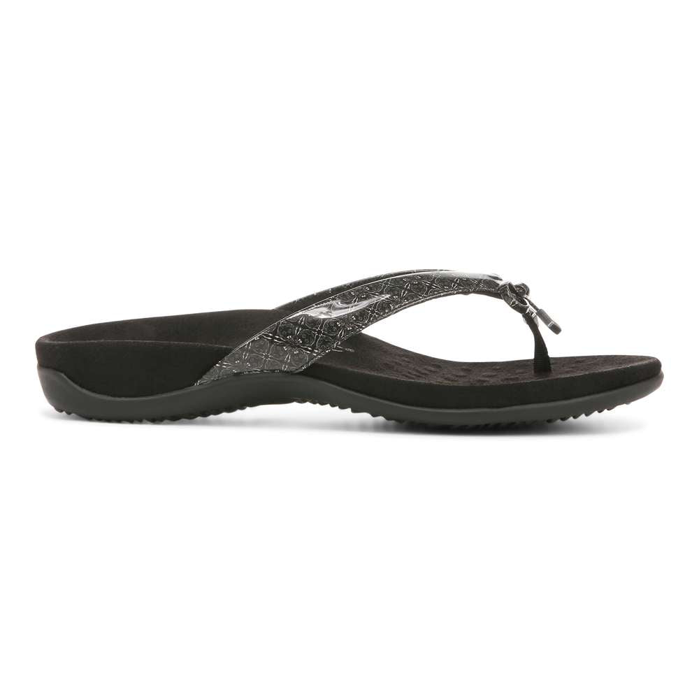 Bella Toe Post Sandal - Black Tile
