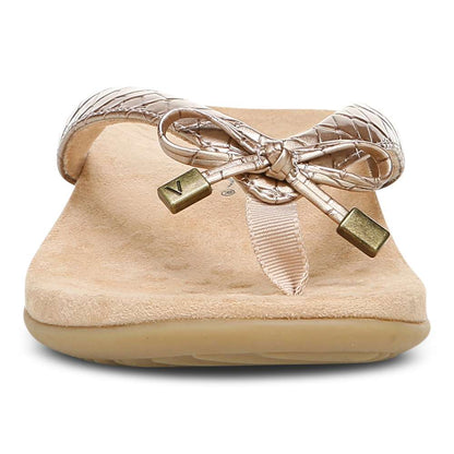 Bella Toe Post Sandal - Rose Gold Metallic Croc