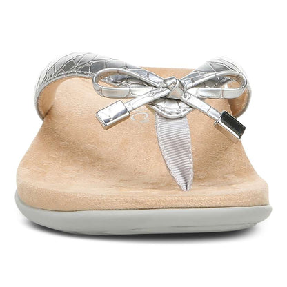 Bella Toe Post Sandal - Silver Metallic Croc