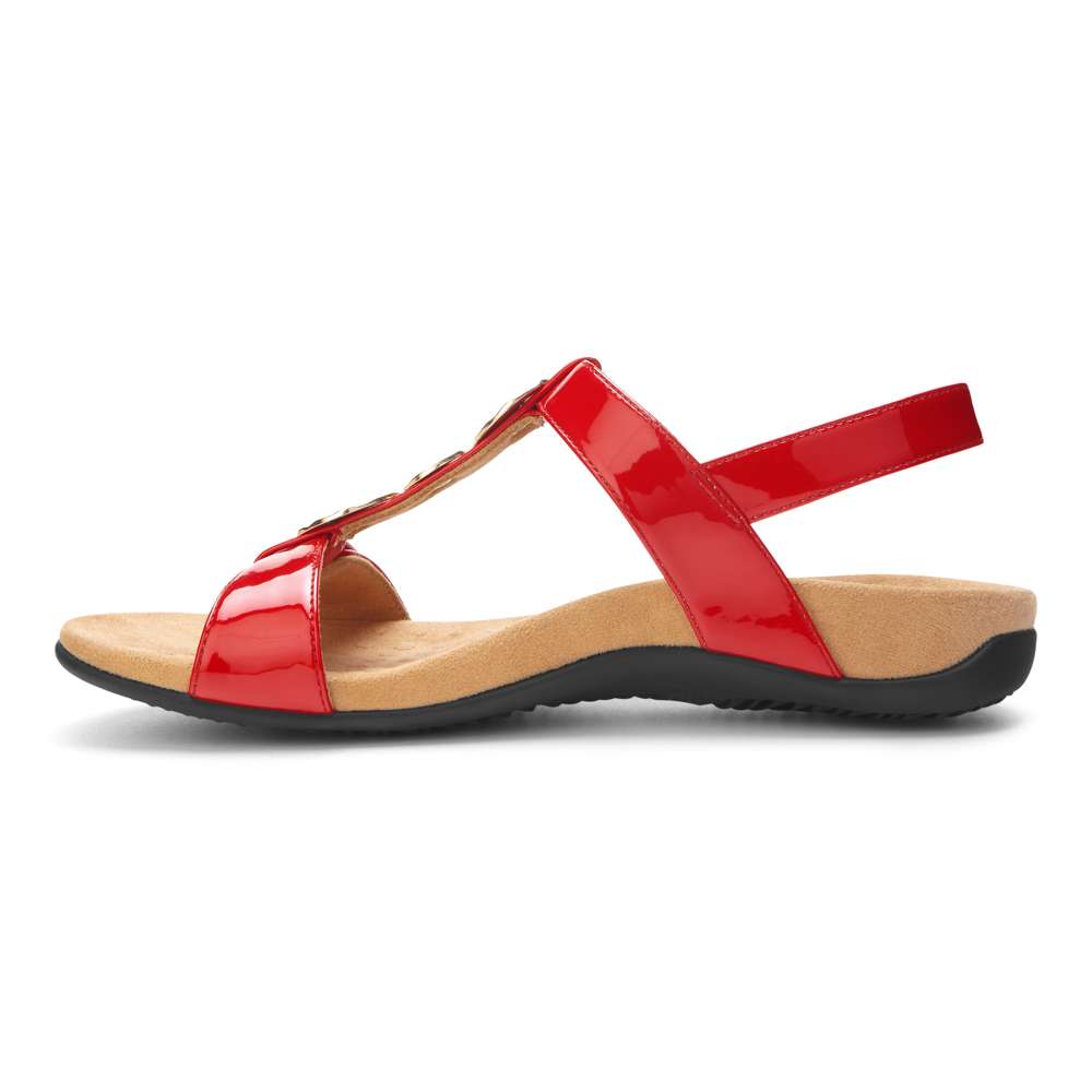 Farra Adjustable Sandal - Red Patent
