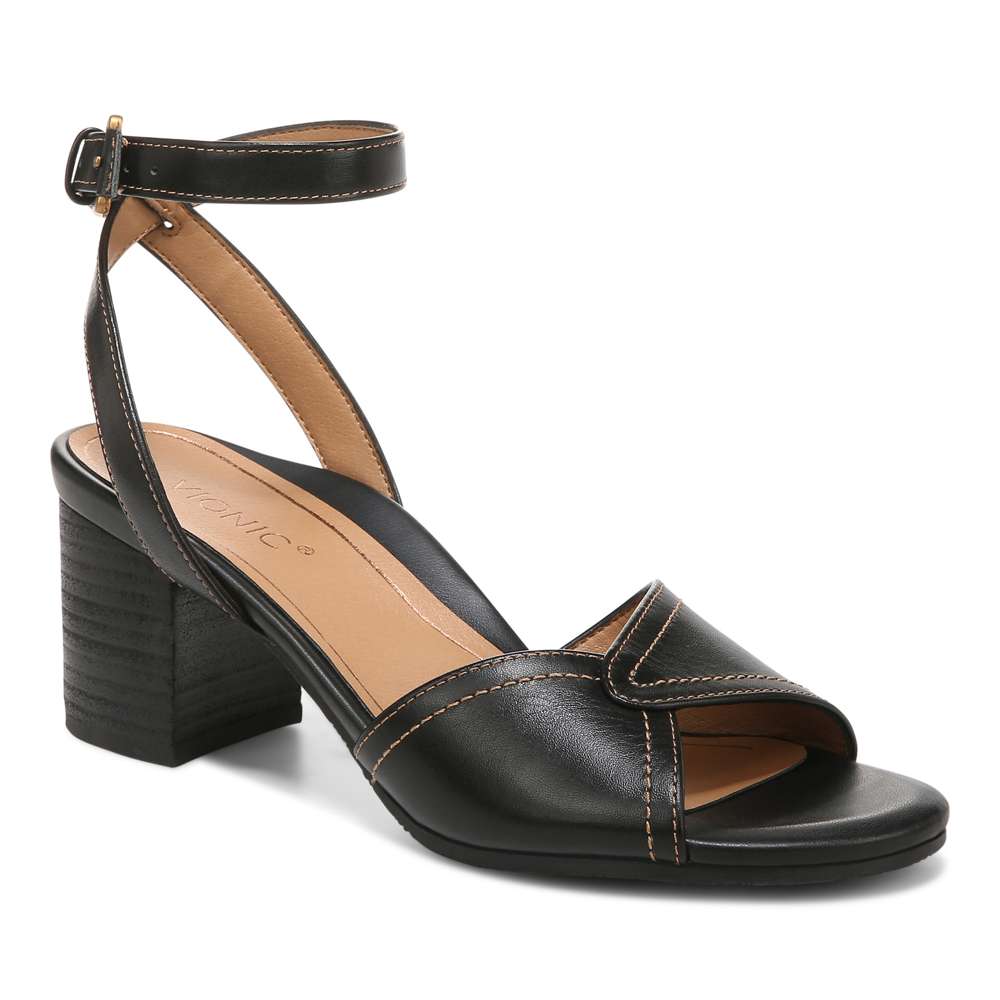 Isadora Heeled Sandal - Black Leather