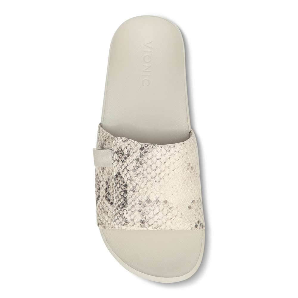 Keira Slide Sandal - Cream Snake