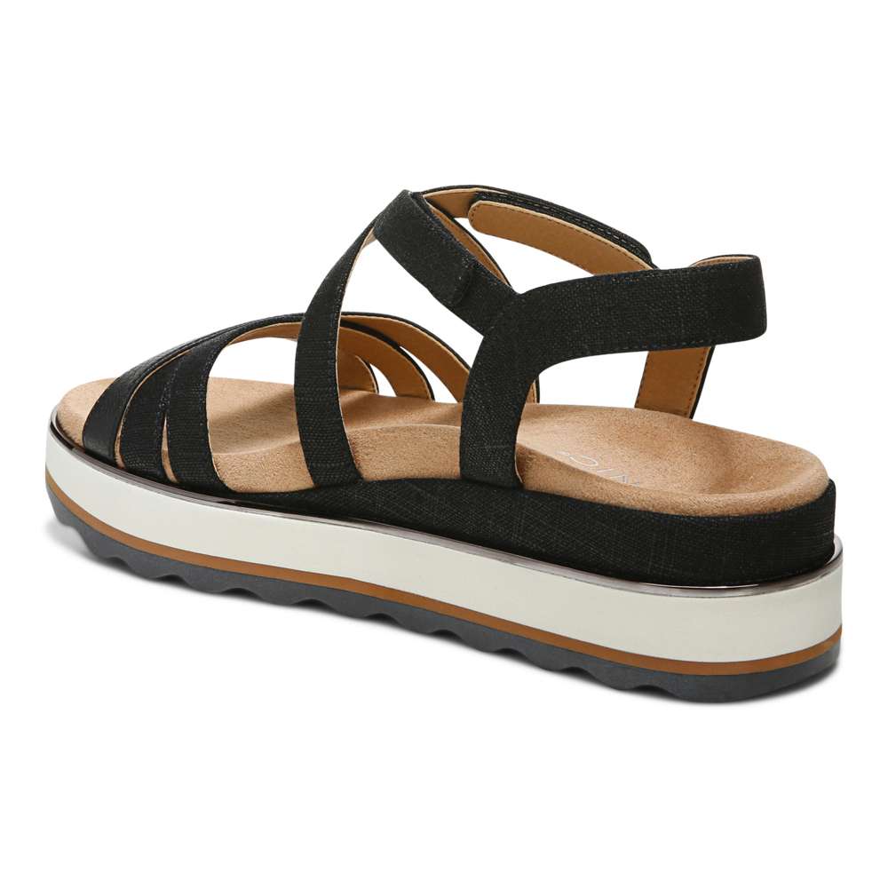 Kellyn Flatform Sandal - Black Linen
