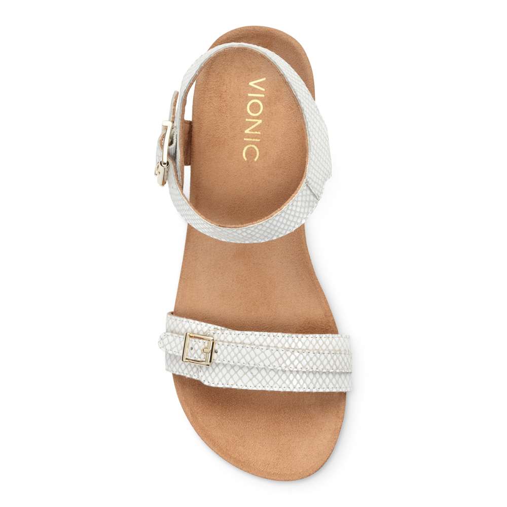Laurie Wedge Sandal - White Snake
