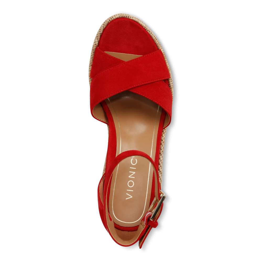 Marina Wedge Sandal - Red Suede