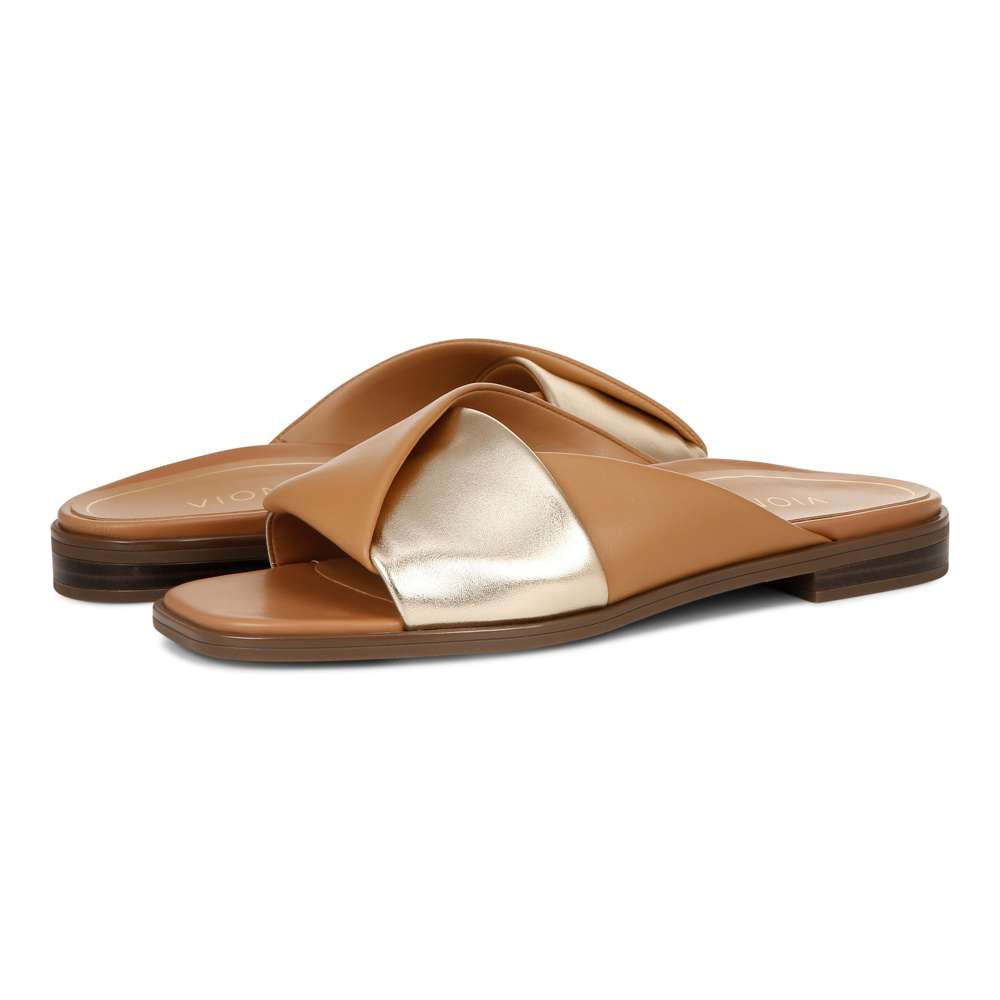 Miramar Slide Sandal - Camel/Gold