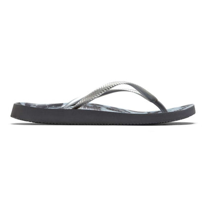 Noosa Print Toe Post Sandal - Black Silver Cheetah