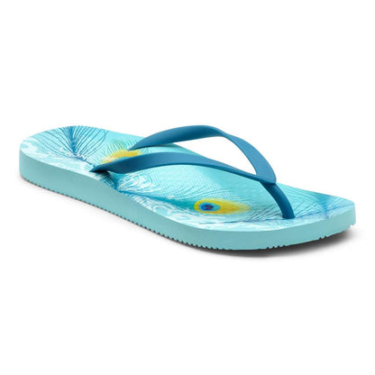 Noosa Print Toe Post Sandal - Peacock Blue