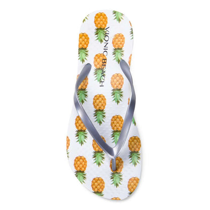 Noosa Print Toe Post Sandal - Silver Pineapple