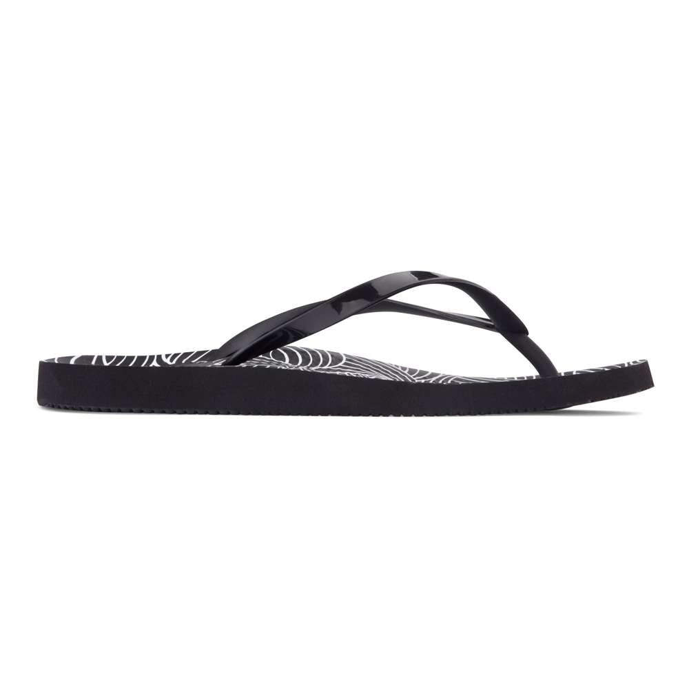 Noosa Print Toe Post Sandal - Wave Black