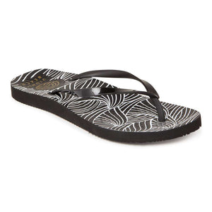 Noosa Print Toe Post Sandal - Wave Black
