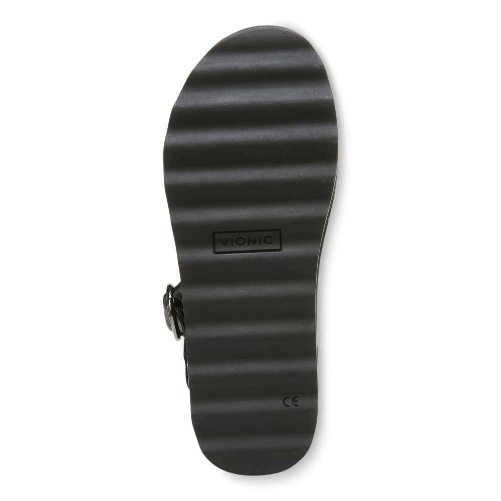 Reyna Flatform Sandal - Black Leather