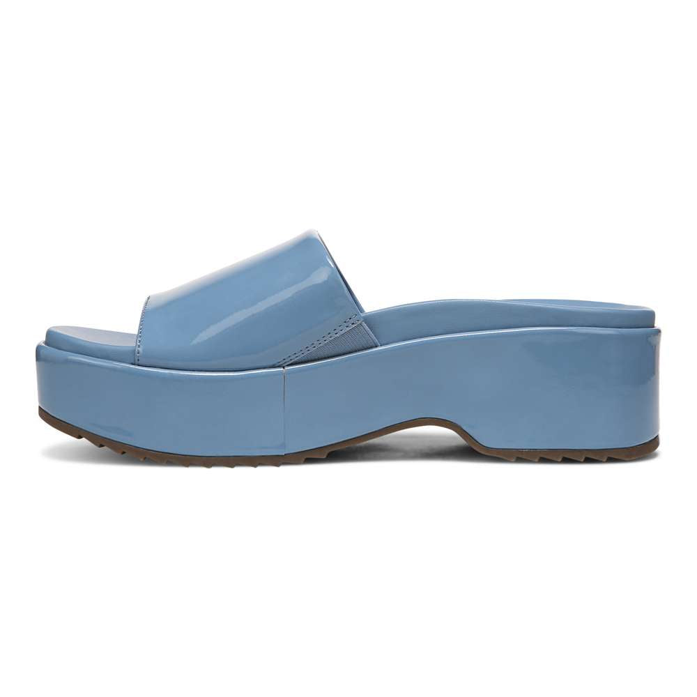 Trista Flatform Slide - Blue Shadow Patent
